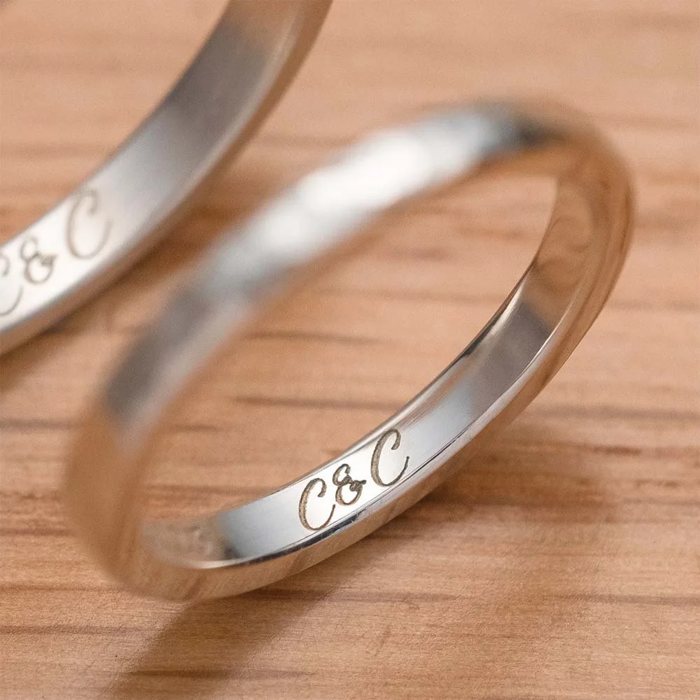 Close-up of a ring with custom engraved initials