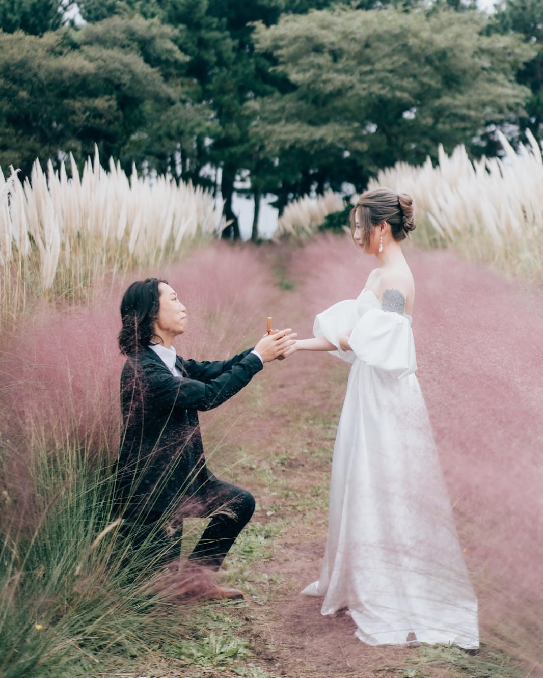 Proposal in a flower field from the original Instagram post