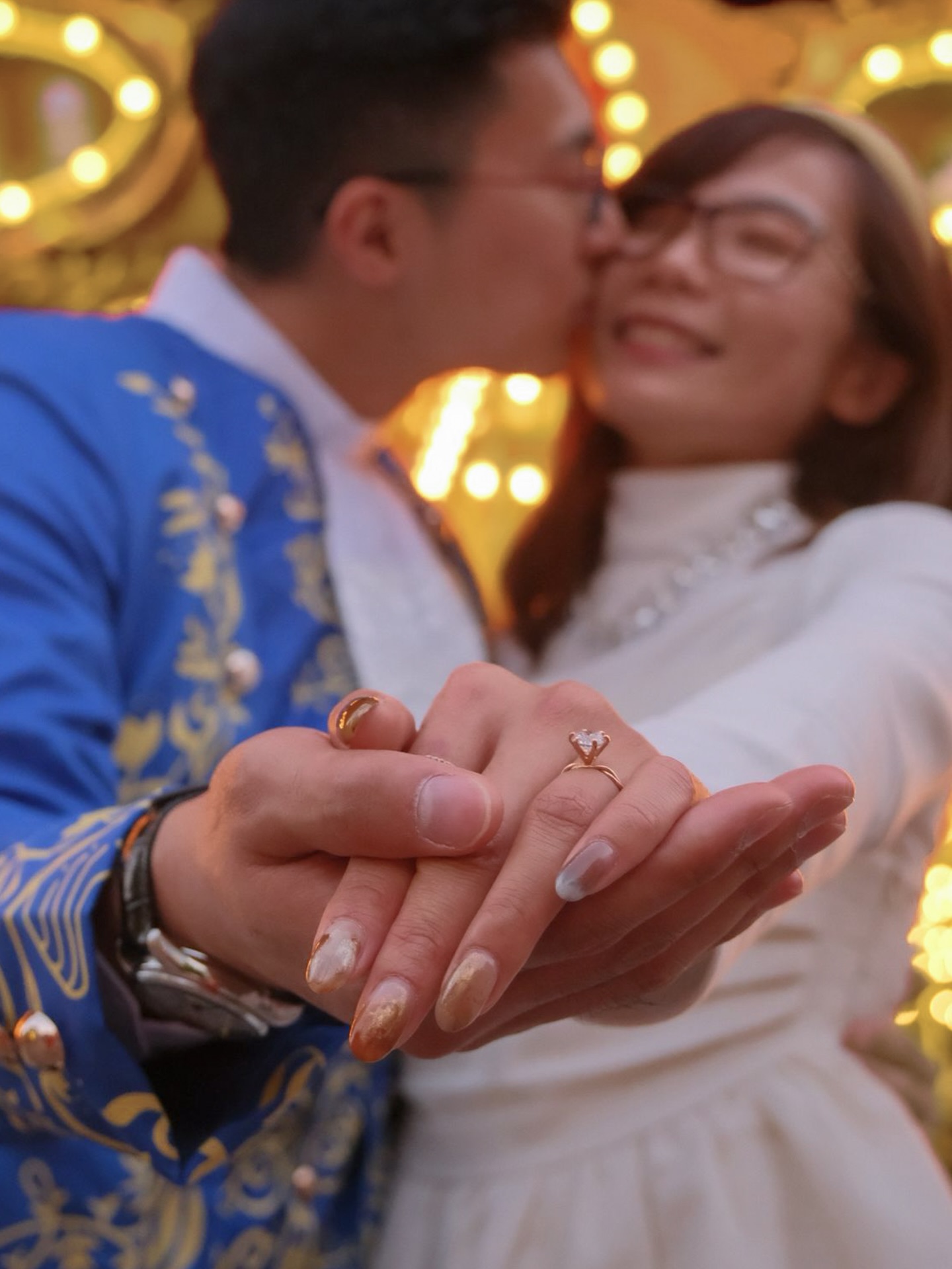 A couple's quiet theme-park proposal moment